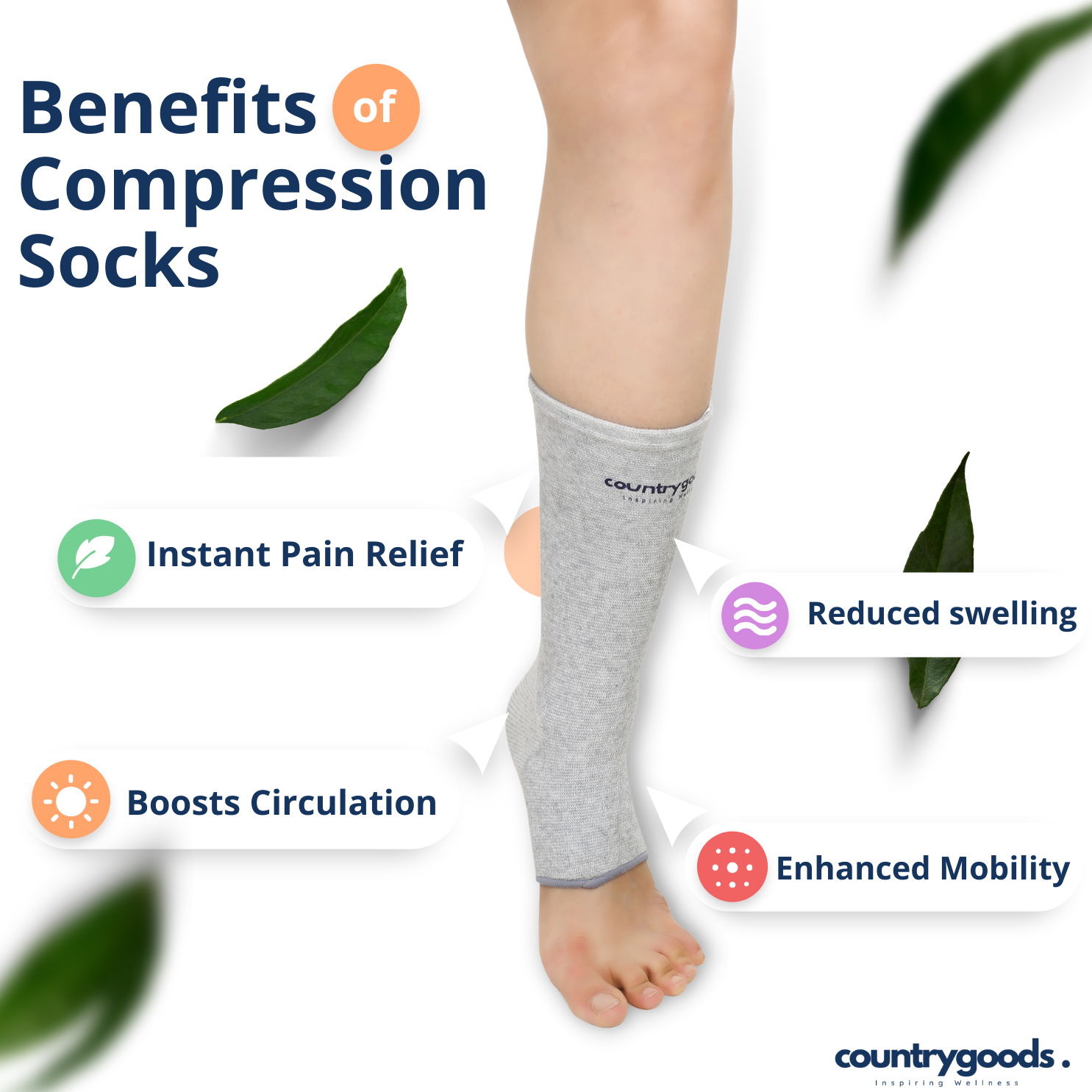 Country Goods Bamboo Compression Socks - 1 Pair
