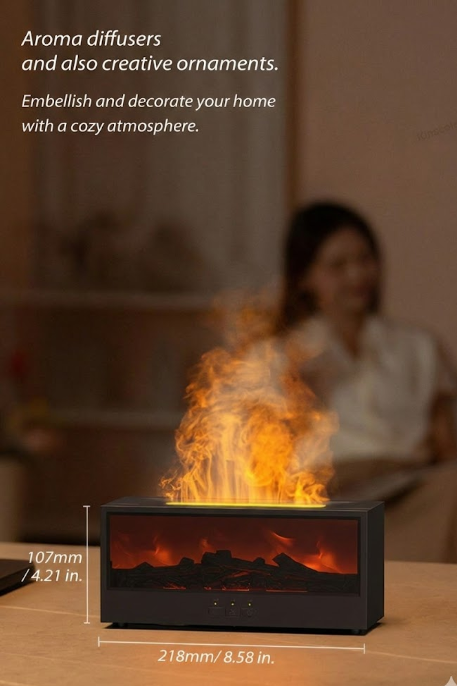 Fireplace Accent Diffuser | Realistic Flame Humidifier with Remote Control